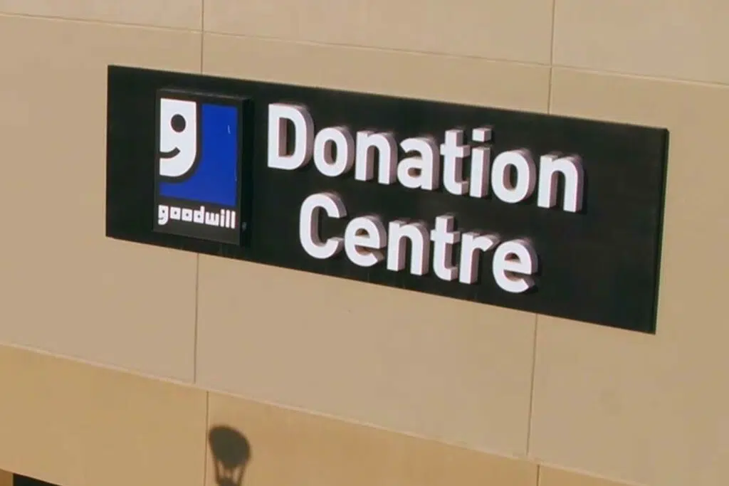 Edmonton Oxford Goodwill Donation Centre exterior entrance doors.